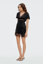 Load image into Gallery viewer, Third Form Visions Lace Tie Back Top in Ebony